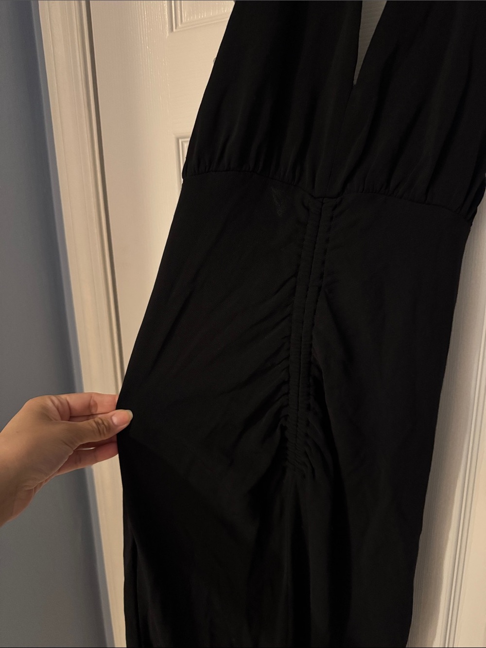 IRO Black Halter Ruched Maxi Dress with Front Slit - Picture 6 of 9